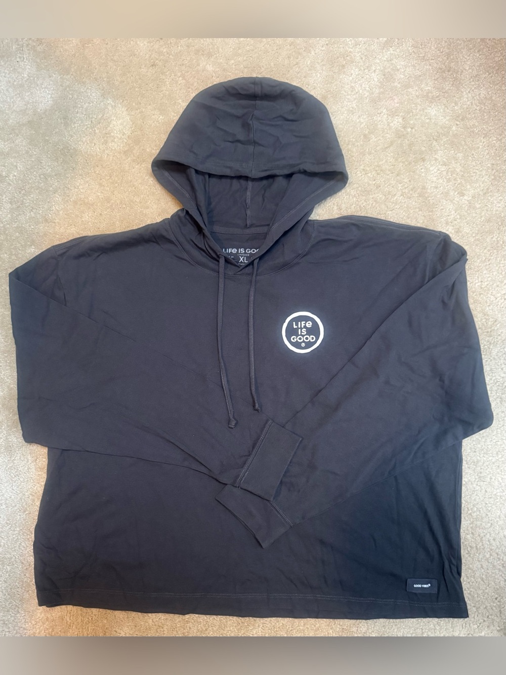 Life Is Good Women’s Sz XL Charcoal Hoodie with Small Chest Logo